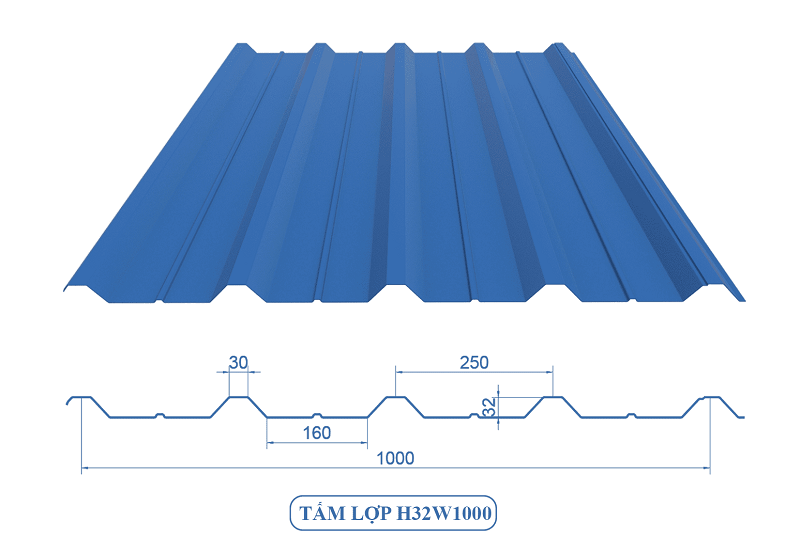 Tole sàn deck - Tôn 5 sóng H32W1000