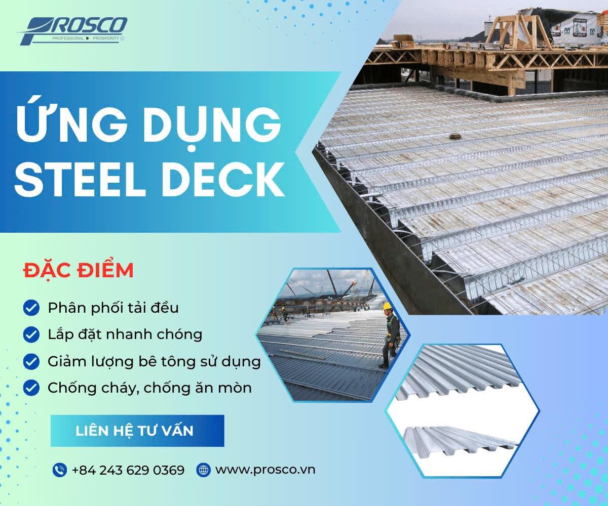 Ứng dụng steel deck trong các công trình xây dựng – Prosco.vn